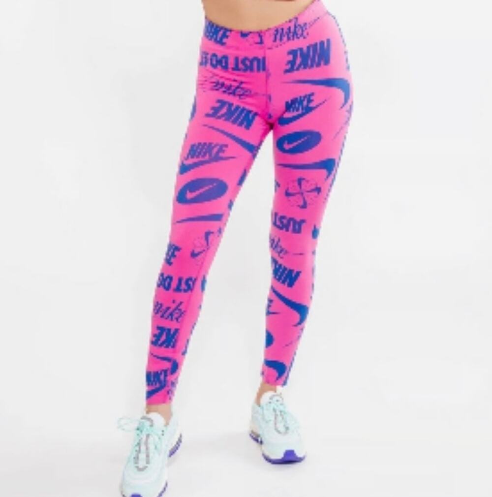 Nike Essentials Wild Leg A See All Over Logo Leggings size Large